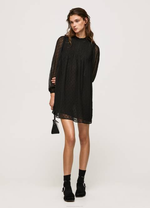 zene_crno_mini_haljina_s_printom_tockica_pepe_jeans_jz8h207.jpg žene crno mini haljina s printom točkica Pepe Jeans JZ8H207 - Slika 1