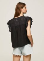 žene crno pamučna bluza s otvorenim detaljima Pepe Jeans JZ8H336 - Slika 4