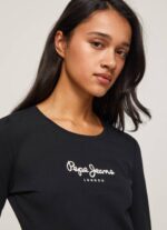 žene crno pamučna majica dugih rukava Pepe Jeans JZ8H471 - Slika 3