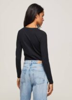 žene crno pamučna majica dugih rukava Pepe Jeans JZ8H471 - Slika 4