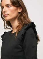 žene crno pamučni džemper s volanima Pepe Jeans JZ8H283 - Slika 3
