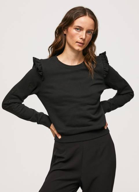 zene_crno_pamucni_dzemper_s_volanima_pepe_jeans_jz8h283.jpg žene crno pamučni džemper s volanima Pepe Jeans JZ8H283 - Slika 1