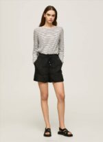 žene crno papirnate vrećice lanene kratke hlače Pepe Jeans JZ8H489