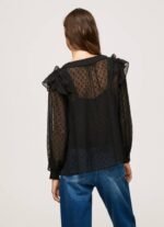 žene crno poluprozirna plumeti bluza Pepe Jeans JZ8H328 - Slika 4