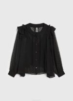žene crno poluprozirna plumeti bluza Pepe Jeans JZ8H328 - Slika 5