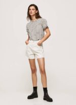 žene crno prugasta majica s volanima Pepe Jeans JZ8H391