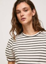 žene crno prugasta majica s volanima Pepe Jeans JZ8H391 - Slika 3