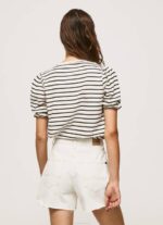 žene crno prugasta majica s volanima Pepe Jeans JZ8H391 - Slika 4
