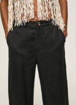 žene crno ravne hlače od lepršave tkanine Pepe Jeans JZ8H291 - Slika 3