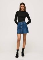 žene crno rebrasta majica dugih rukava Pepe Jeans JZ8H407 - Slika 2