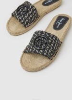 žene crno siva jacquard sandale od jute Pepe Jeans JZ8H683 - Slika 3