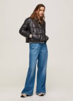 žene crno sjajna podstavljena jakna Pepe Jeans JZ8H123 - Slika 2