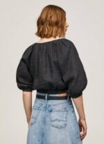 žene crno skraćeni top s v-izrezom Pepe Jeans JZ8H374 - Slika 4