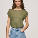 žene domet lanena majica s rukavima na rukavima Pepe Jeans JZ8H439