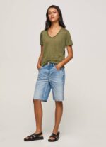 žene domet lanena majica s v-izrezom Pepe Jeans JZ8H468 - Slika 2