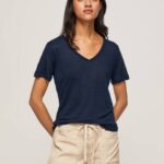 žene dulwich lanena majica s v-izrezom Pepe Jeans JZ8H467