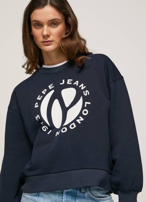žene dulwich pamučni džemper s okruglim logotipom Pepe Jeans JZ8H279 - Slika 3