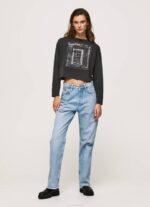 žene isprano crno majica dugih rukava s printom Pepe Jeans JZ8H427 - Slika 2