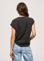 žene isprano crno pamučna majica s cvjetnim logotipom Pepe Jeans JZ8H403 - Slika 4