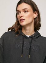 žene isprano crno pamučna majica s kapuljačom Pepe Jeans JZ8H281 - Slika 2