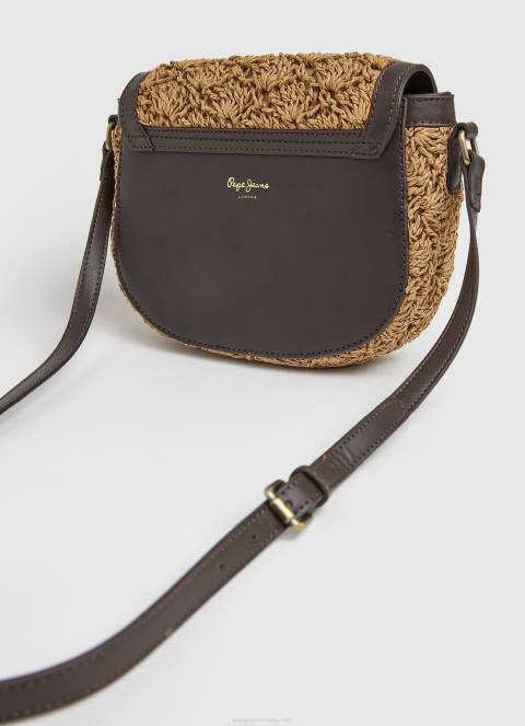 žene karamela torba preko ramena od slame pletena Pepe Jeans JZ8H742 - Slika 2