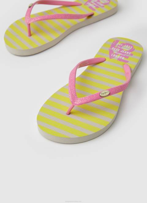 žene kiselo zelena rake volim japanke za plažu Pepe Jeans JZ8H705 - Slika 3
