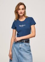 žene mornarica majica s osnovnim logom Pepe Jeans JZ8H470 - Slika 2