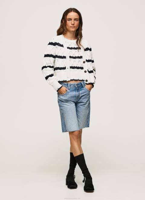 žene mousse ažurni kardigan s prugastim uzorkom Pepe Jeans JZ8H252 - Slika 2