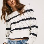 žene mousse ažurni žersej s prugastim uzorkom Pepe Jeans JZ8H251