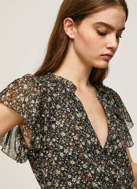 žene multi bluza od šifona s cvjetnim uzorkom Pepe Jeans JZ8H367 - Slika 3