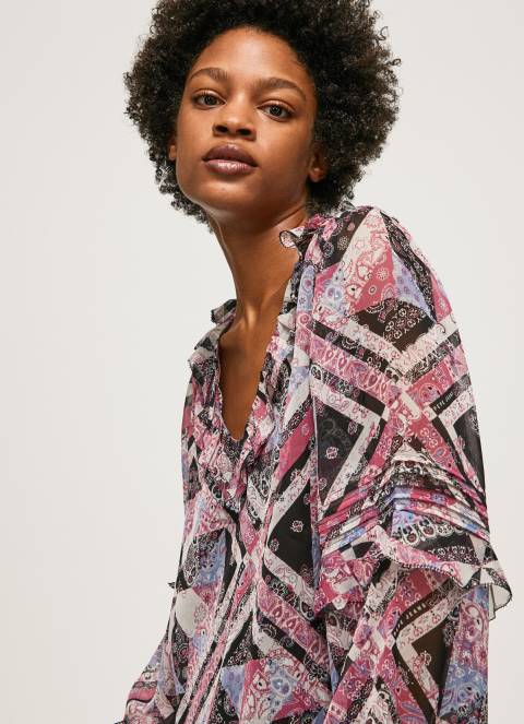 žene multi bluza s paisley printom s volanima Pepe Jeans JZ8H376 - Slika 3