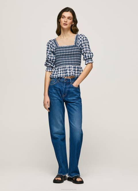 žene multi kockasti print skraćeni pripijeni gornji dio Pepe Jeans JZ8H370 - Slika 2