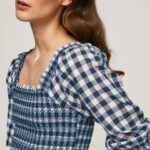 žene multi kockasti print skraćeni pripijeni gornji dio Pepe Jeans JZ8H370