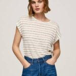žene multi lanena majica s prugastim printom Pepe Jeans JZ8H447