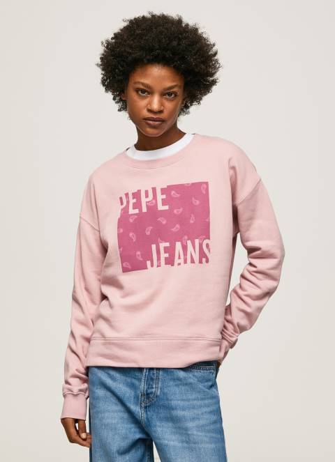 žene mutno ružičasta pamučni džemper s logotipom Pepe Jeans JZ8H285 - Slika 1