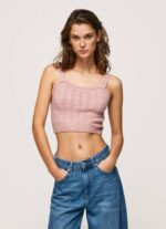 žene mutno ružičasta vrh pletenih naramenica Pepe Jeans JZ8H247 - Slika 3