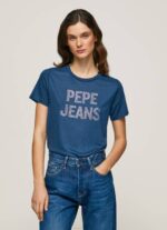 žene ocean majica kratkih rukava s logotipom od štrasa Pepe Jeans JZ8H443