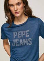 žene ocean majica kratkih rukava s logotipom od štrasa Pepe Jeans JZ8H443 - Slika 3