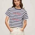žene ocean majica s prugastim printom Pepe Jeans JZ8H450
