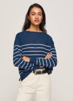 žene ocean pamučni jersey s prugastim printom Pepe Jeans JZ8H237