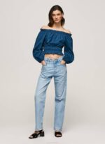 žene ocean skraćeni pripijeni gornji dio od pamučnog poplina Pepe Jeans JZ8H360 - Slika 2