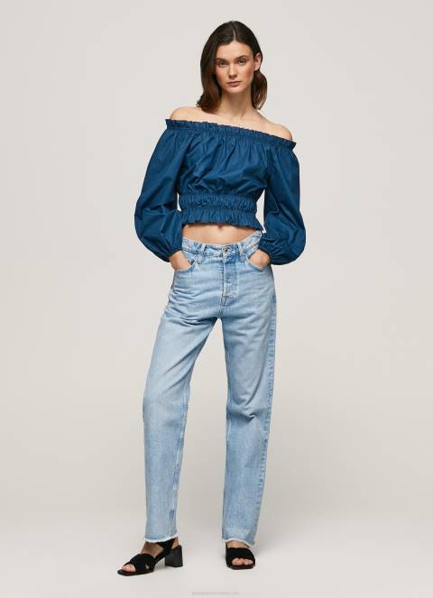 žene ocean skraćeni pripijeni gornji dio od pamučnog poplina Pepe Jeans JZ8H360 - Slika 2