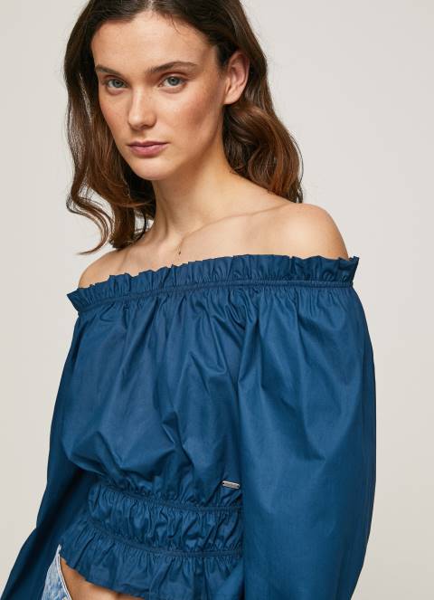 žene ocean skraćeni pripijeni gornji dio od pamučnog poplina Pepe Jeans JZ8H360 - Slika 3