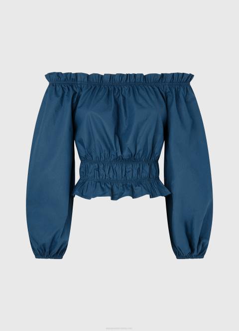 žene ocean skraćeni pripijeni gornji dio od pamučnog poplina Pepe Jeans JZ8H360 - Slika 5