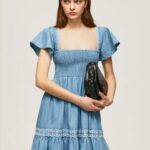 žene plava izvezena haljina od trapera Pepe Jeans JZ8H164