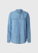 žene plava košulja uobičajenog kroja s mao ovratnikom Pepe Jeans JZ8H351 - Slika 5