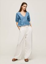 žene plava traper bluza s v-izrezom Pepe Jeans JZ8H369 - Slika 2