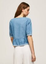 žene plava traper bluza s v-izrezom Pepe Jeans JZ8H369 - Slika 4