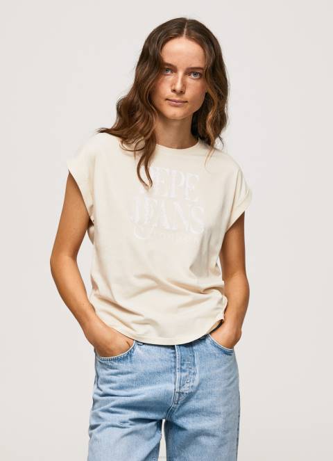 žene polirati pamučna majica s cvjetnim logotipom Pepe Jeans JZ8H402 - Slika 3