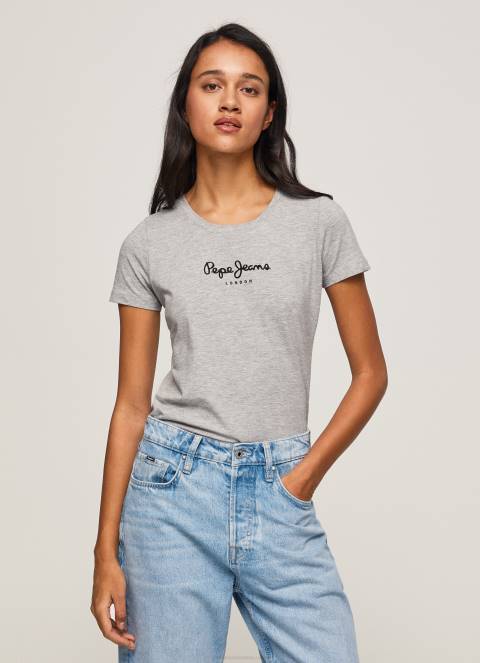 žene polirati pamučna majica s cvjetnim logotipom Pepe Jeans JZ8H402 - Slika 5